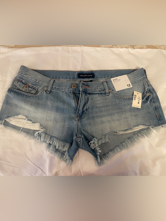Aeropostale Pants - Aéropostale Light Wash Distressed Denim Micro Shorts - Blue